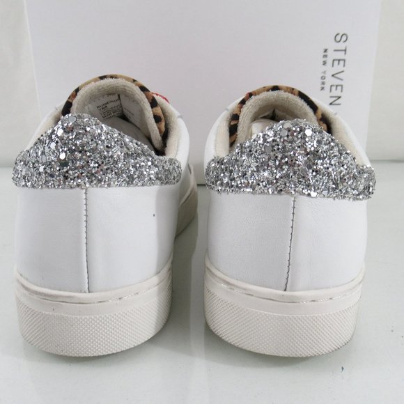 Steven New York By Steve Madden Rubie Lace Up Star Sneaker White Leopard Size 7 - Picture 5 of 9